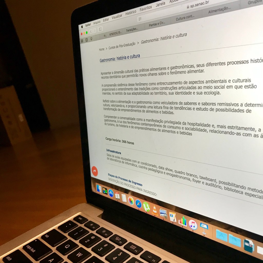 Inscrições abertas – Especialização em Gastronomia: História e&nbsp;Cultura
